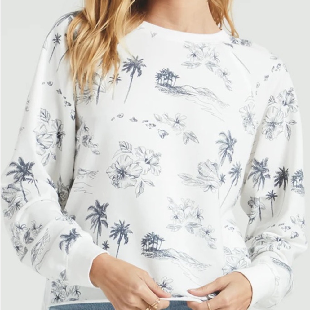 Z Supply Laki Island Sweatshirt Top Palm Print